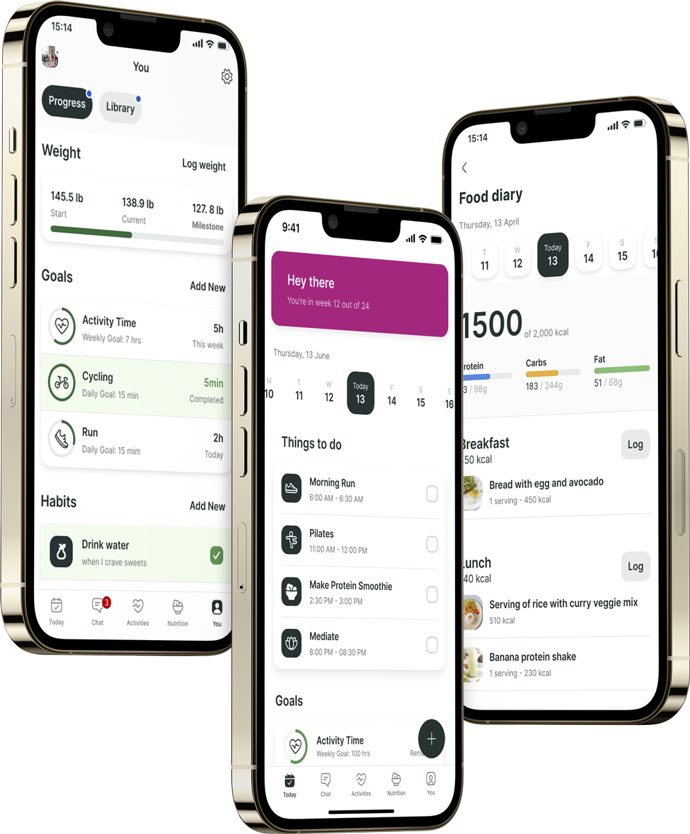A mockup of the coaching app showcasing the features.